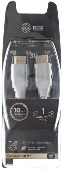 Кабель CACTUS HDMI - HDMI CS-HDMI.2.1-1 (1 м, серебристый)