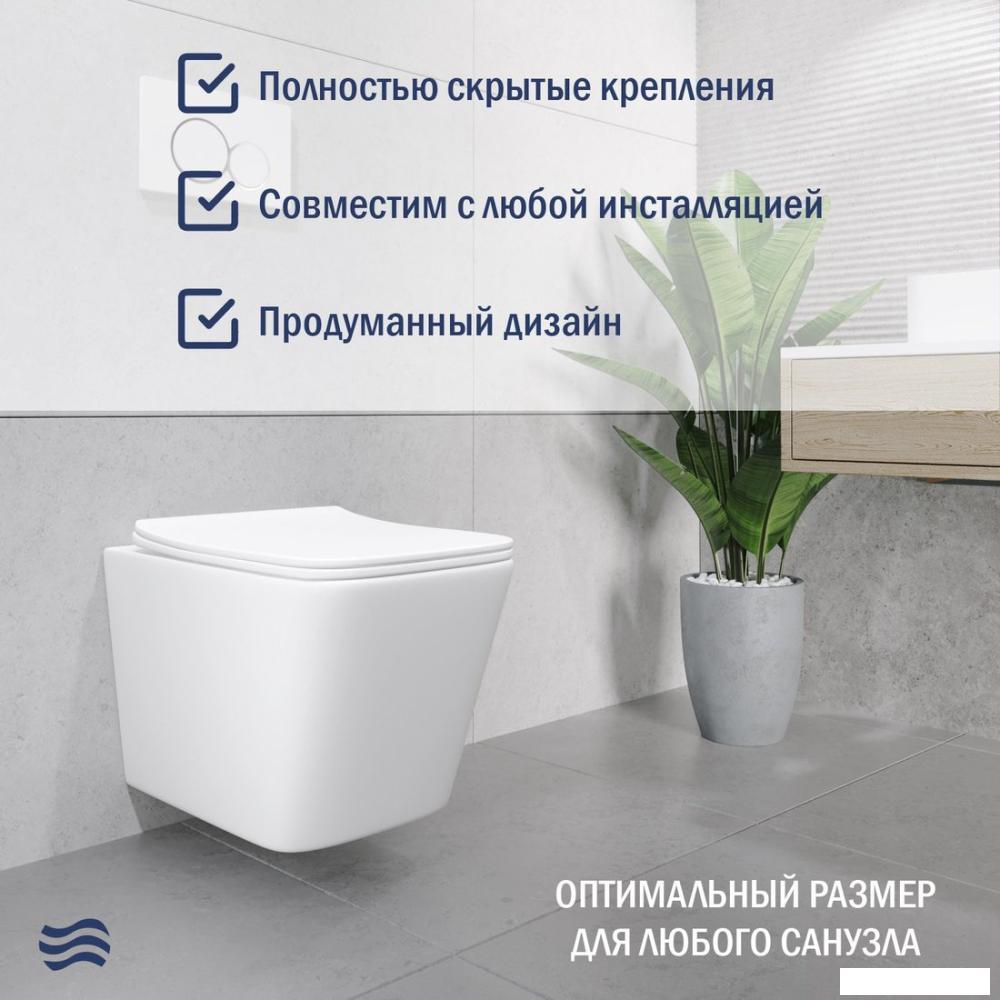 Унитаз подвесной Lauter Square 214903 с кнопкой 219704J (прямоугольная, черный)