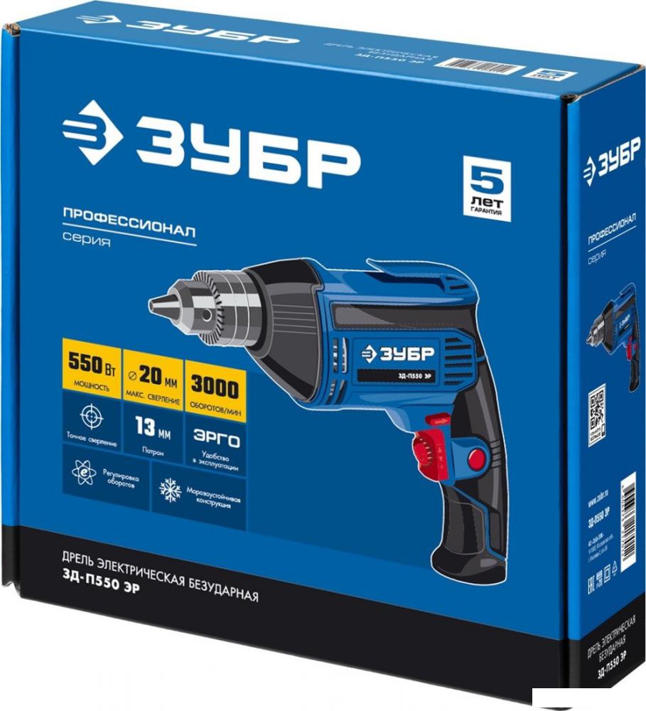 Безударная дрель Зубр ЗД-П550 ЭР