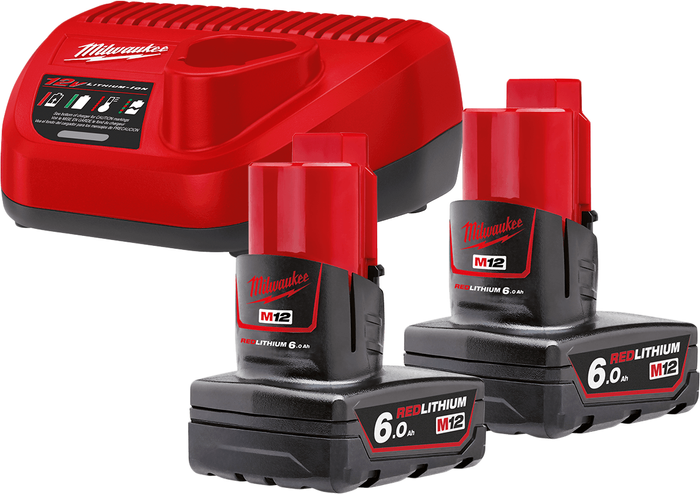 Аккумулятор с зарядным устройством Milwaukee M12 M12NRG-602 4933451903 (2 x 12В/6 Ач + 12В)