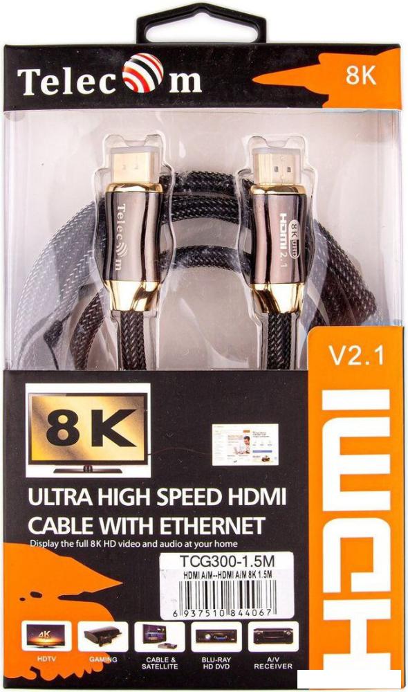 Кабель Telecom TCG300-1.5M HDMI - HDMI (1.5 м, черный/золотистый)