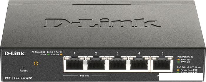 Управляемый коммутатор 2-го уровня D-Link DGS-1100-05PDV2/A1A