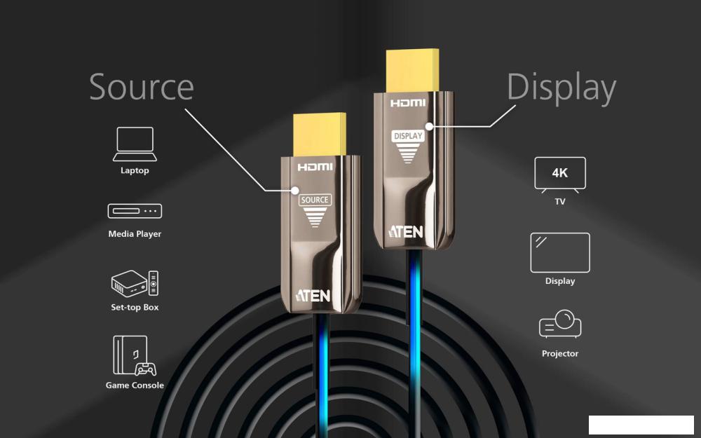 Кабель Aten VE781010-AT HDMI - HDMI (10 м, черный)