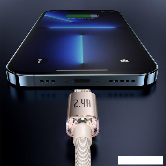 Кабель Baseus Crystal Shine USB Type-A - Lightning (1.2 м, розовый)