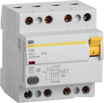 Устройство защитного отключения IEK ВД1-63 4Р 25А 300мА MDV10-4-025-300