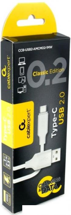 Кабель Cablexpert USB Type-A - USB Type-C CCB-USB2-AMCMO2-1MW (1 м, белый)