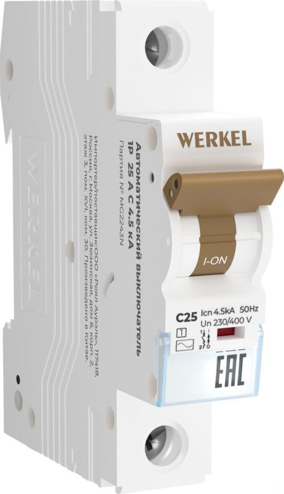 Выключатель автоматический Werkel 1P 25 A C 4.5 kА W901P254