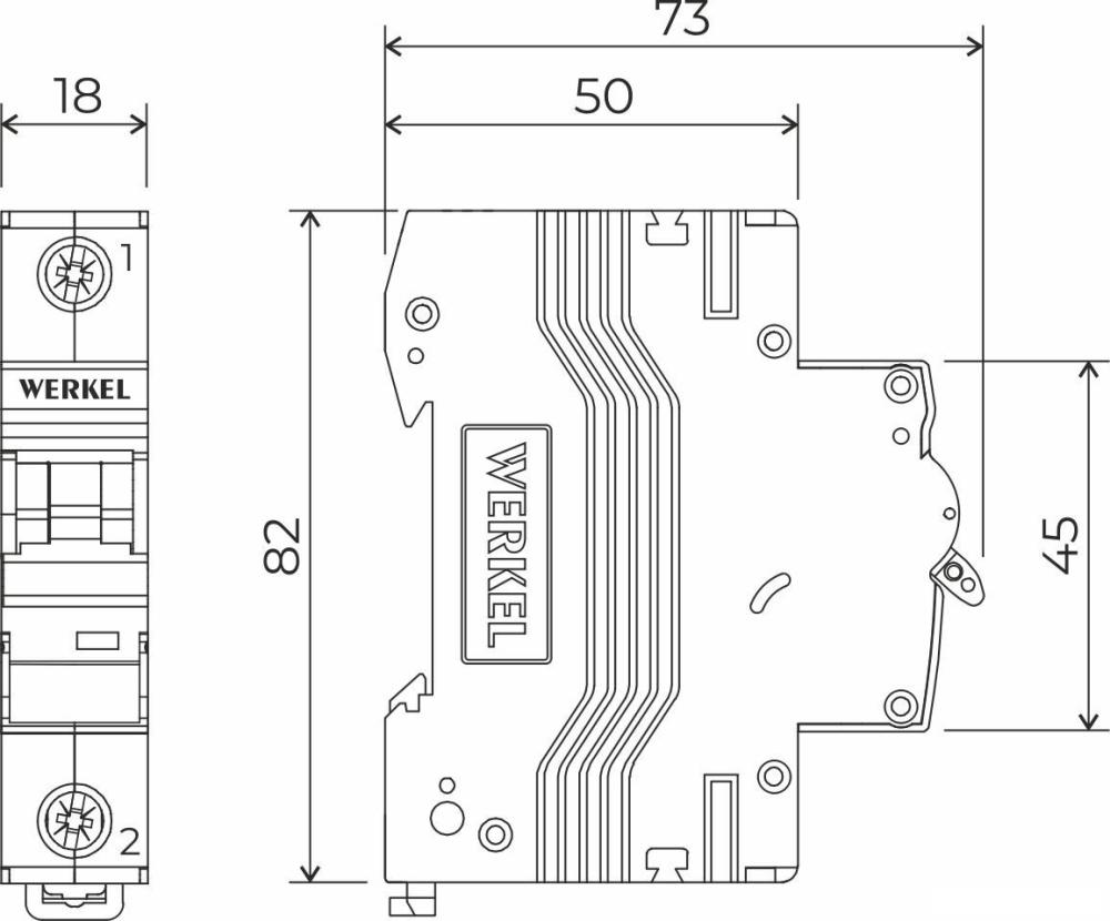 Выключатель автоматический Werkel 1P 50 A C 4.5 кА W901P504