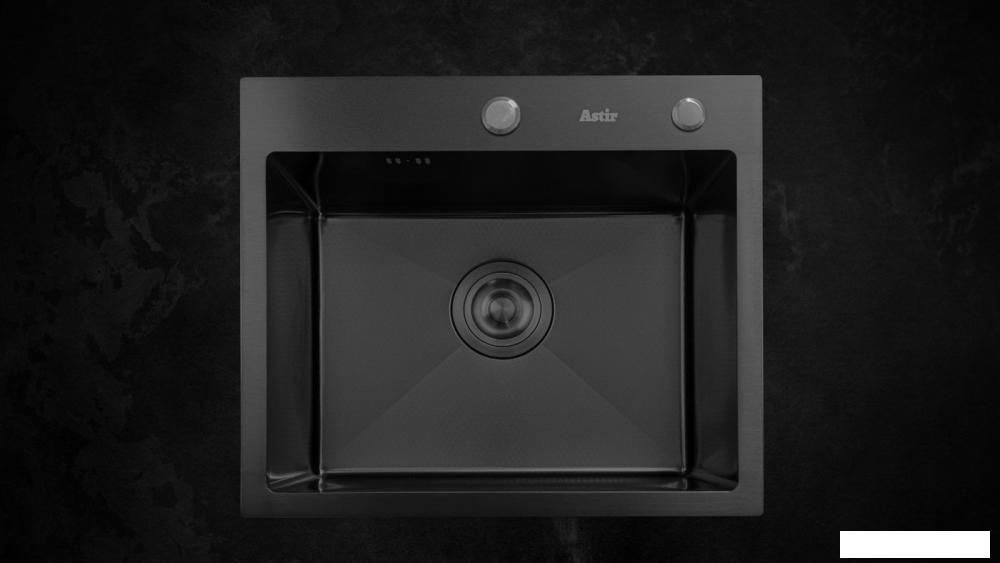 Кухонная мойка Astir Decor PVD Black 45x50B (с сифоном, дозатором и коландером)