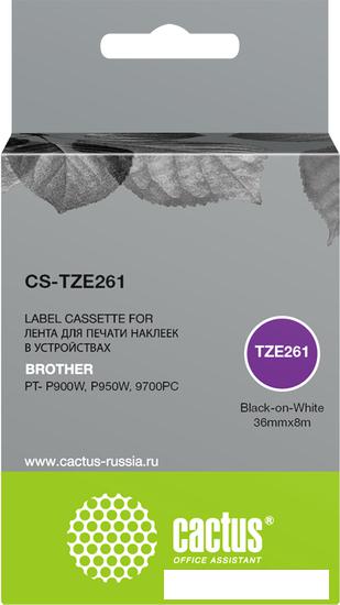 Картридж-лента для термопринтера CACTUS CS-TZE261 (аналог Brother TZe-261)