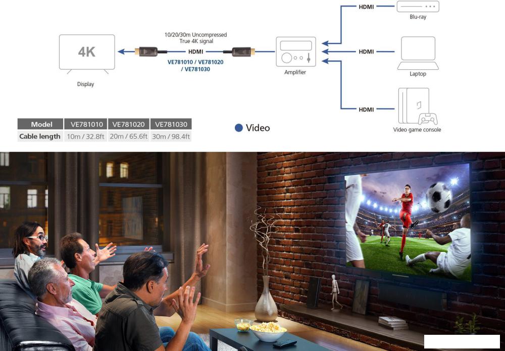 Кабель Aten VE781010-AT HDMI - HDMI (10 м, черный)