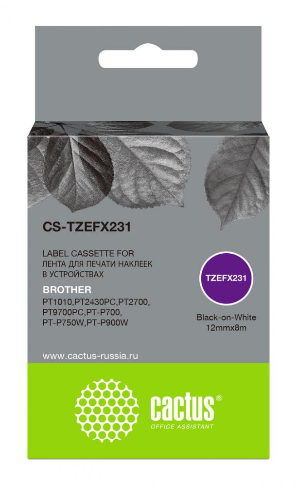 Картридж CACTUS CS-TZEFX231 (аналог Brother TZe-FX231)