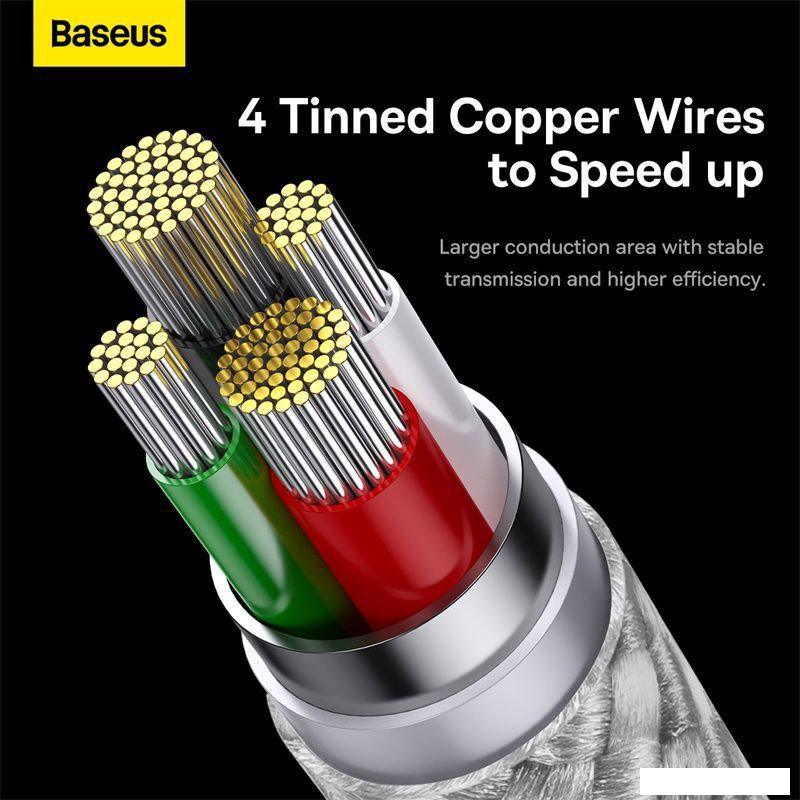 Кабель Baseus One-For-Three Fast Charging Data Cable 3.5A USB Type-A - USB Type-C/microUSB/Lightning (1.2 м, белый)