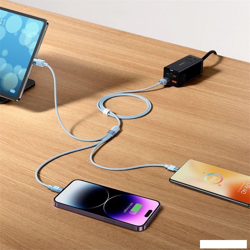 Кабель Baseus One-For-Three Fast Charging Data Cable 3.5A USB Type-A - USB Type-C/microUSB/Lightning (1.2 м, белый)