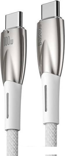 Кабель Baseus Glimmer Series Fast Charging Data Cable USB Type-C - Type-C 100W CADH000702 (1 м, белый)