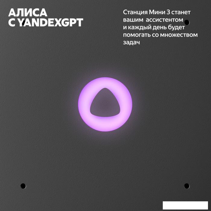 Умная колонка Яндекс Станция Мини 3 с часами (черный)