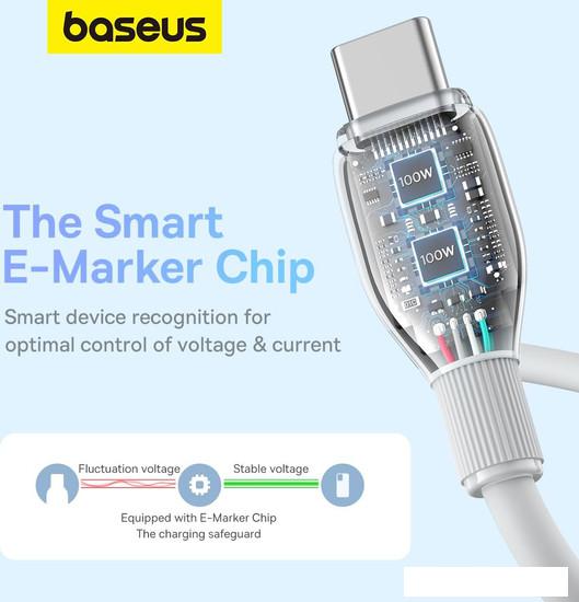 Кабель Baseus Pudding Series Fast Charging Cable 100W USB Type-C - USB Type-C (2 м, белый)