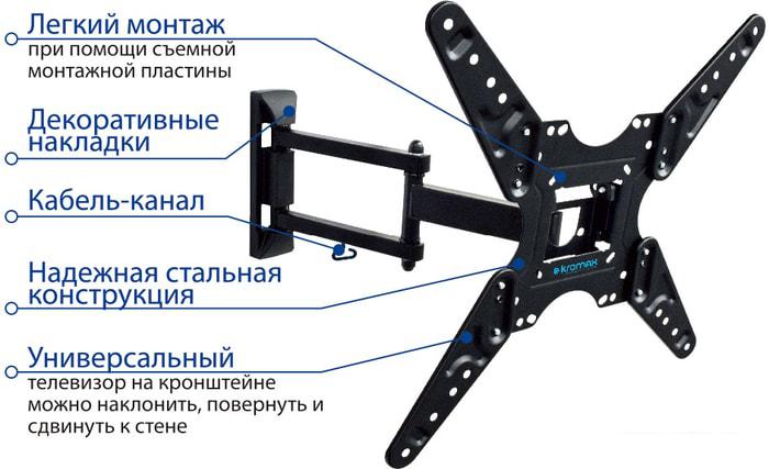 Кронштейн для телевизора Kromax OPTIMA-414 (черный)