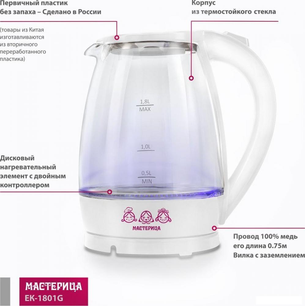 Электрический чайник Мастерица EK-1801G (белый)