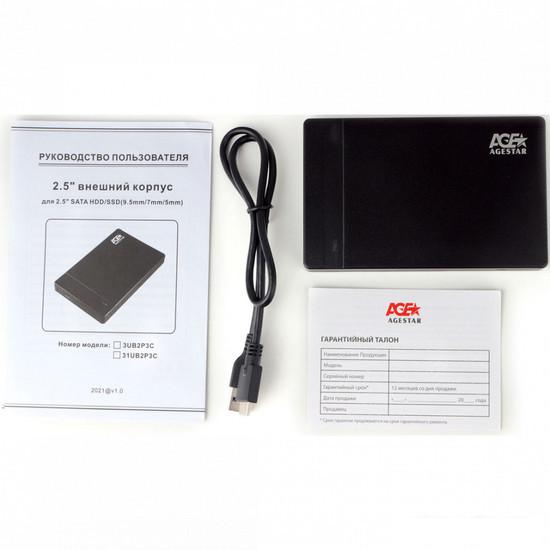 Бокс для накопителей 2.5" AgeStar 31UB2P3C (черный)