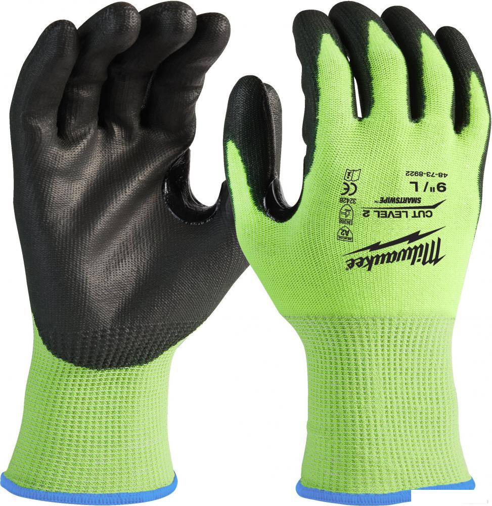 Перчатки хозяйственные Milwaukee Hi-Vis Cut level 2/B 10/XL 4932479924