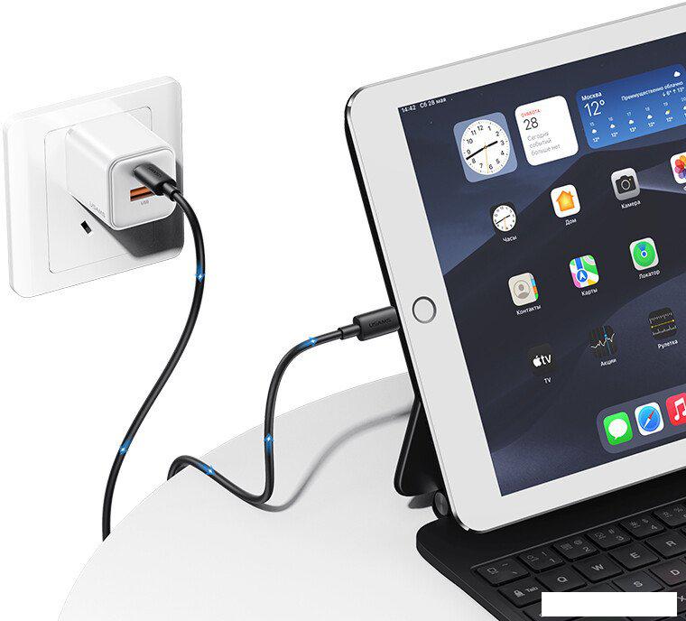 Кабель Usams SJ712 USB Type-C - Lightning (1 м, черный)