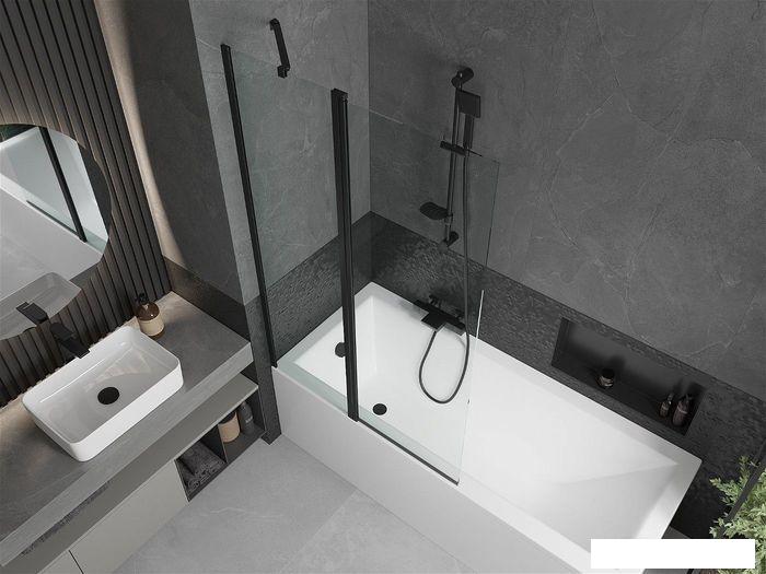 Стеклянная шторка для ванны Mexen Flip Black 100