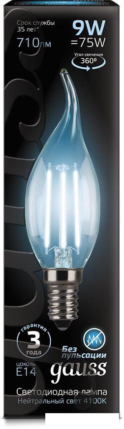 Светодиодная лампочка Gauss Filament Candle tailed E14 9 Вт 4100 К 104801209