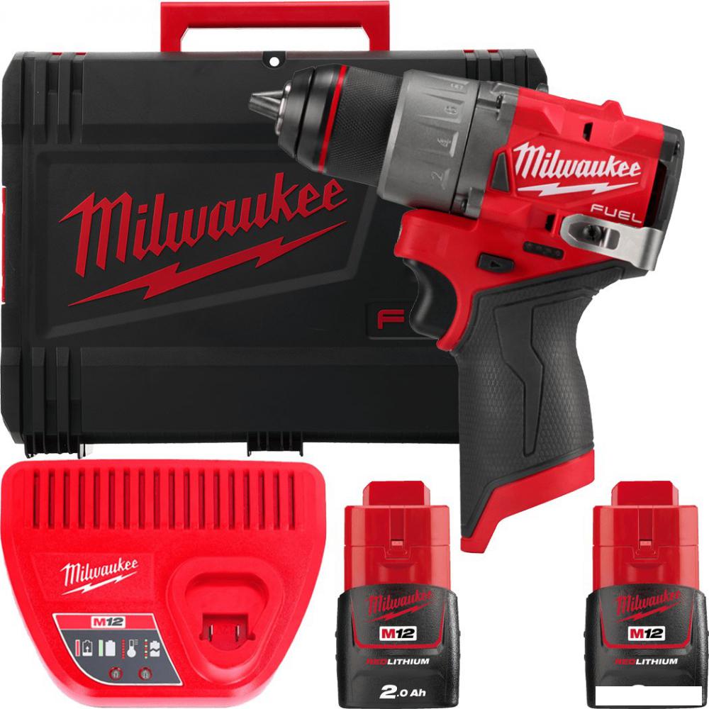 Дрель-шуруповерт Milwaukee M12 FUEL M12FDD2-202X 4933479873 (с 2-мя АКБ 2 Ач, кейс)