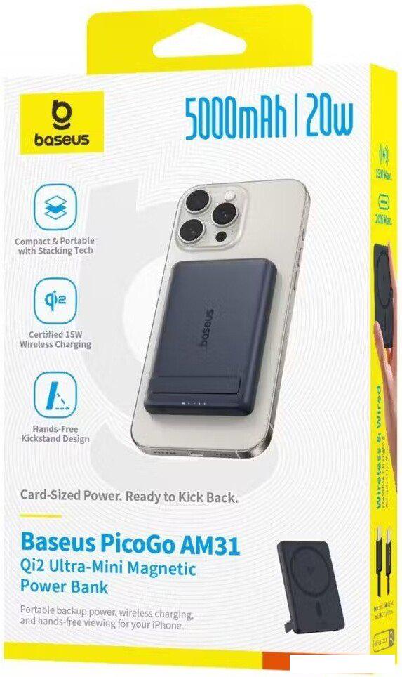 Внешний аккумулятор Baseus PicoGo AM31 Mini Magnetic Power Bank with Stand 20W 5000mAh (черный)
