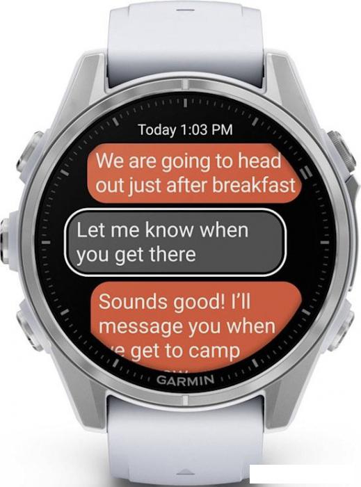 Умные часы Garmin Fenix 8 43мм (серебристый, белый ремешок)