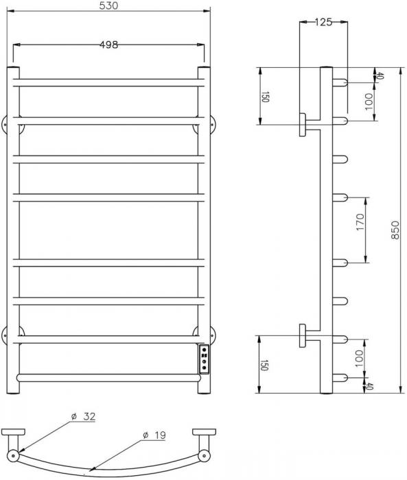 Полотенцесушитель Roxen Santi BK-109AW-8T 11030-5385B (черный)