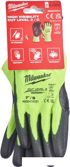 Перчатки хозяйственные Milwaukee Hi-Vis Cut level 3/C 7/S 4932479721