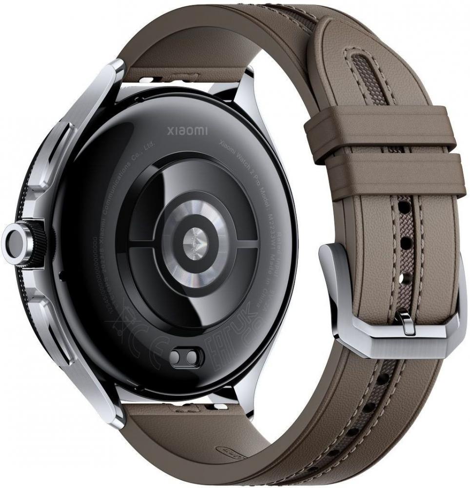 Умные часы Xiaomi Watch 2 Pro LTE (серебристый, с коричневым кожаным ремешком, международная версия)