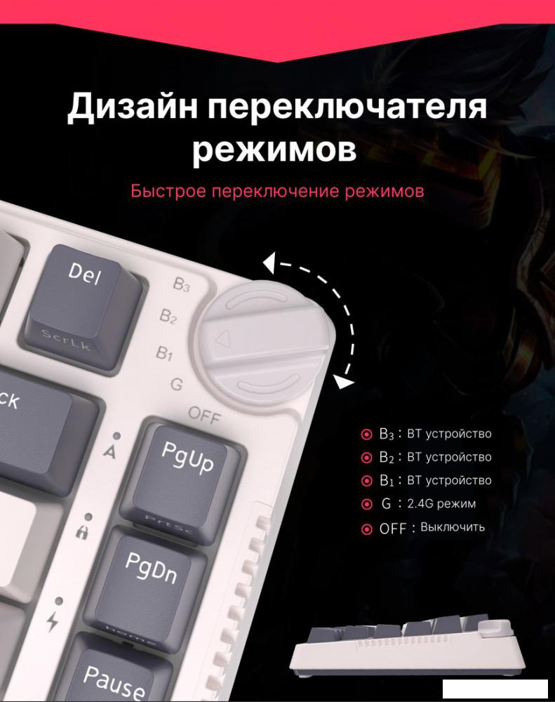 Клавиатура Royal Kludge RK-H81 RGB White Night (RK Cyan)
