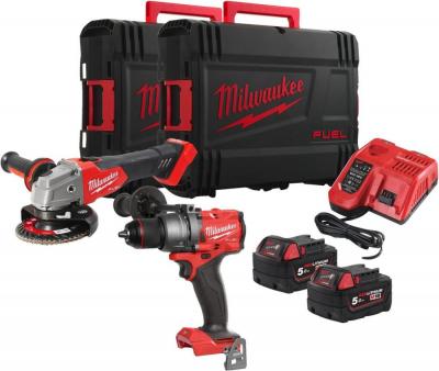 Milwaukee M18 FPP2E3-502X 4933492516 (шуруповерт, болгарка, 2 АКБ, кейс)