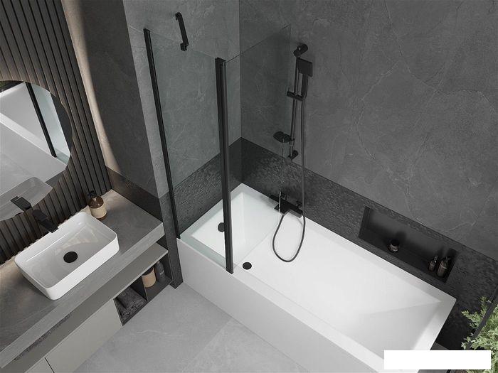 Стеклянная шторка для ванны Mexen Flip Black 100
