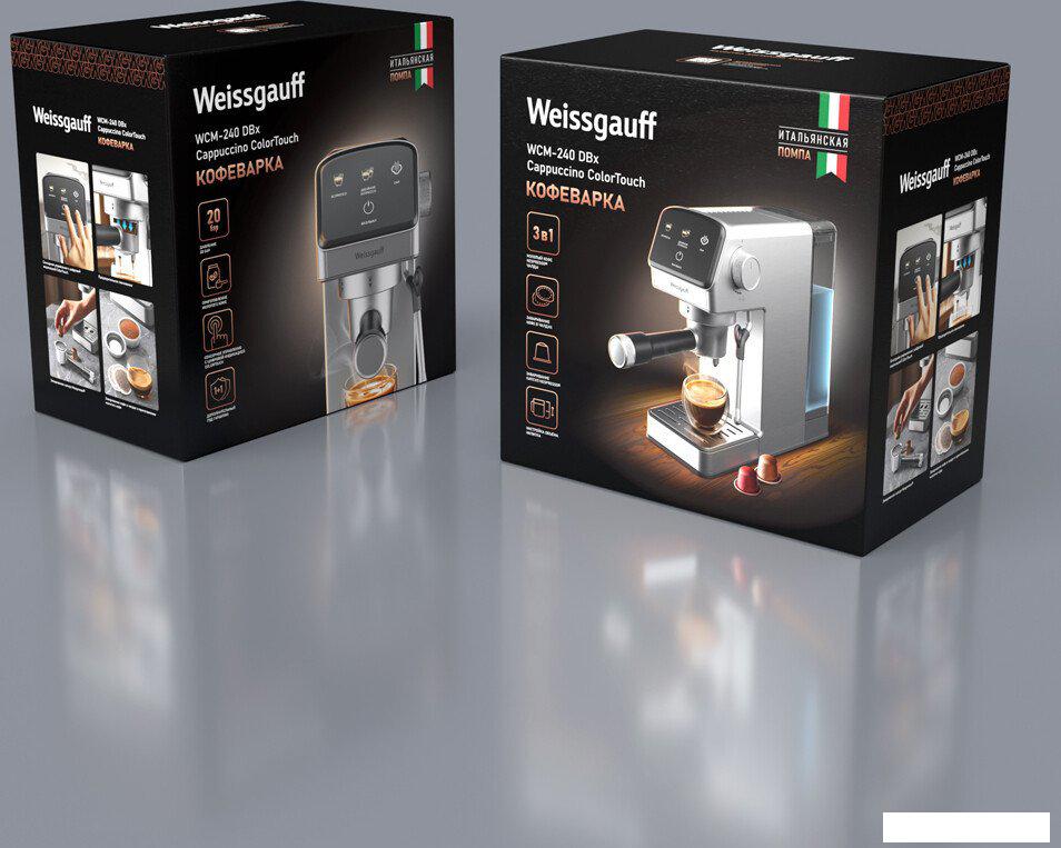 Рожковая кофеварка Weissgauff WCM-240 DBx Cappuccino ColorTouch