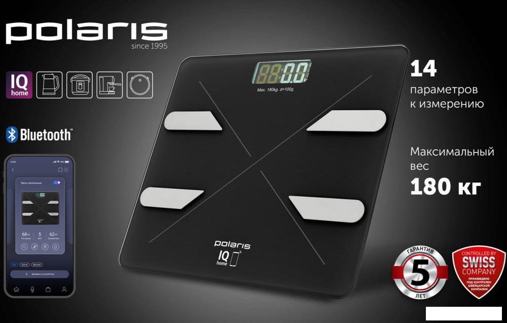 Умные напольные весы Polaris PWS 1898 IQ Home (черный)