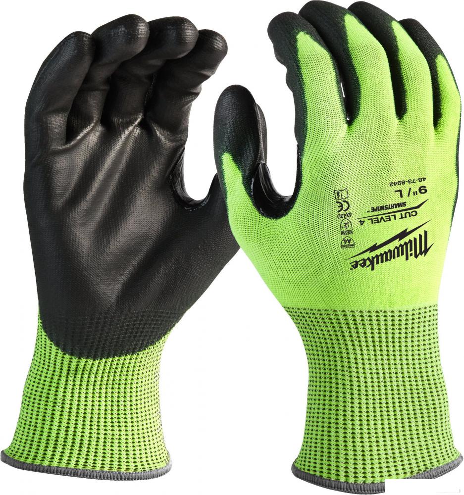 Перчатки хозяйственные Milwaukee Hi-Vis Cut level 4/D 8/M 4932479927