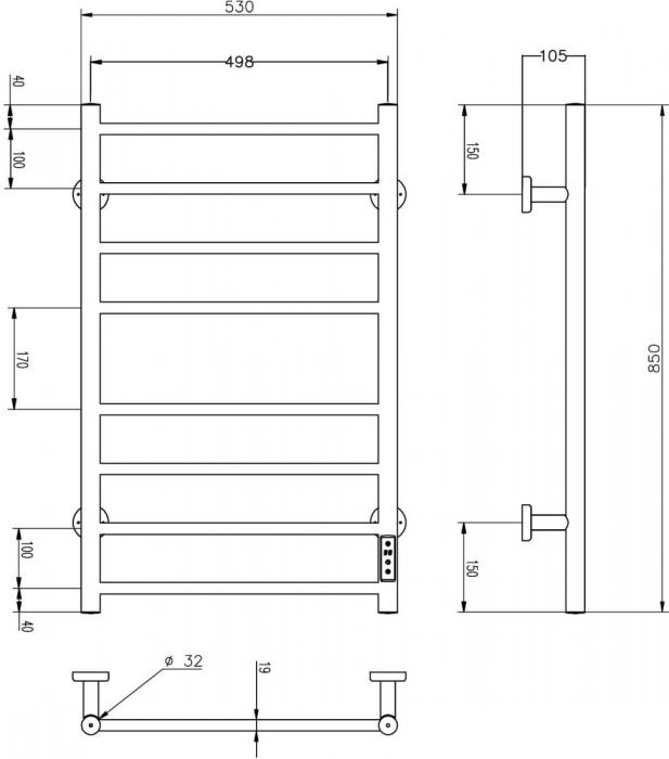 Полотенцесушитель Roxen Caspia BK-109W-8T 11070-5385B (черный)