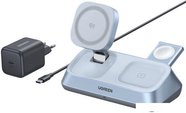 Беспроводное зарядное Ugreen MagFlow 3-in-1 W711 55677 (голубой)