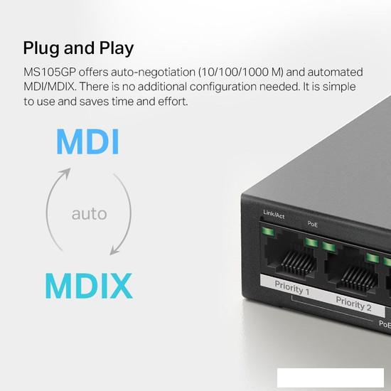 Неуправляемый коммутатор Mercusys MS105GP