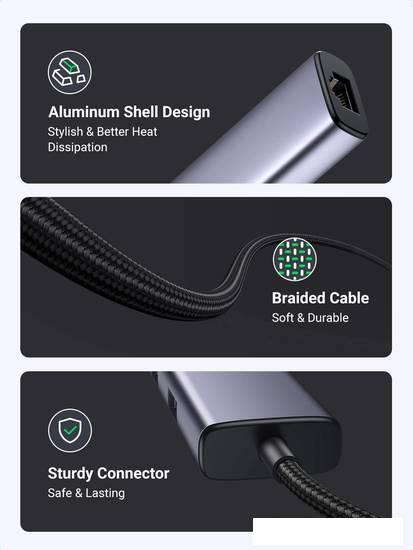 USB-хаб Ugreen CM475 USB C to Ethernet 60600