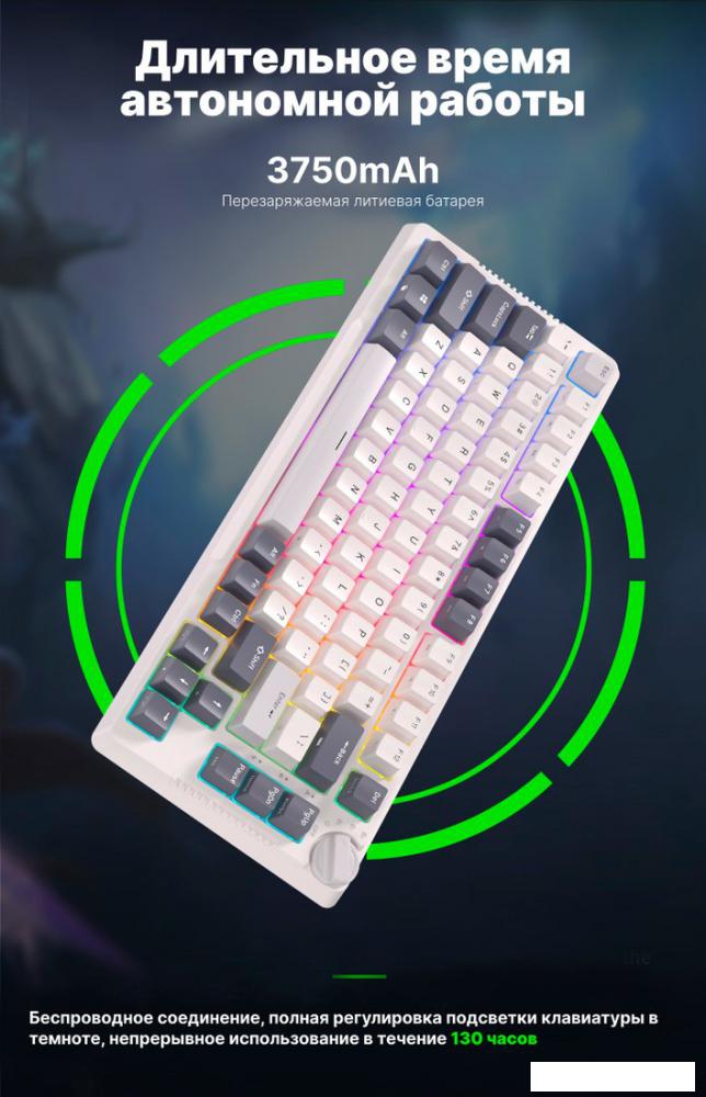 Клавиатура Royal Kludge RK-H81 RGB White Night (RK Cyan)