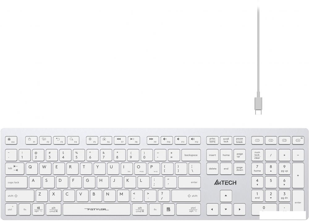 Клавиатура A4Tech Fstyler FBX50C (серебристый/белый)