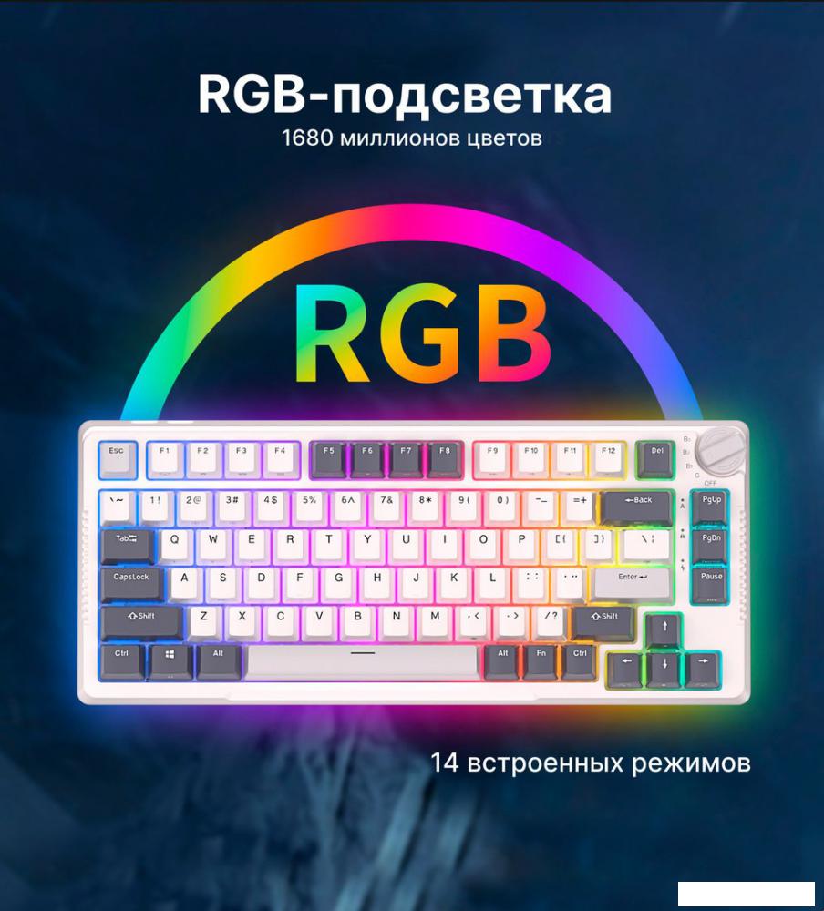 Клавиатура Royal Kludge RK-H81 RGB White Night (RK Cyan)