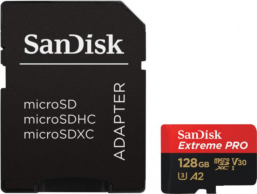 Карта памяти SanDisk Extreme PRO microSDXC SDSQXCD-128G-GN6MA 128GB (с адаптером)