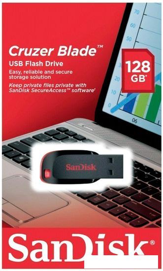 USB Flash SanDisk Cruzer Blade Black 128GB (SDCZ50-128G-B35)