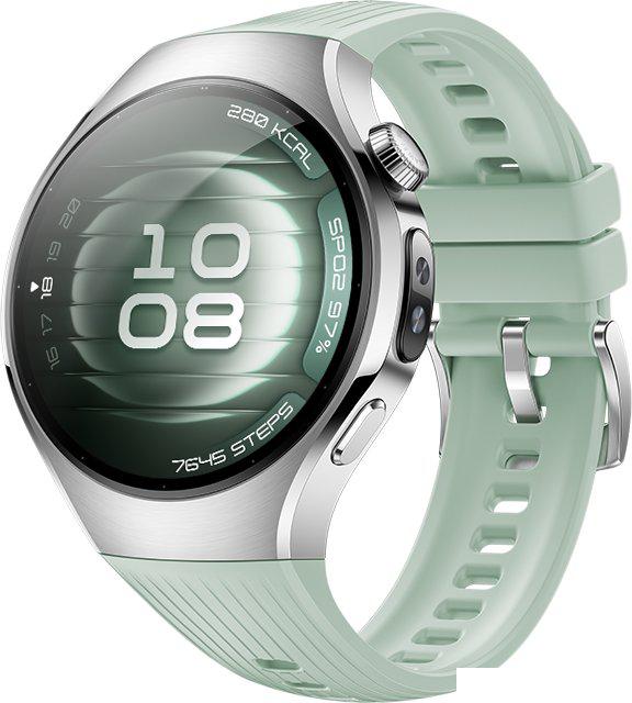 Умные часы Huawei Watch 5 42 мм (серебристый, с зеленым силиконовым ремешком, международная версия)
